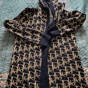 Designer Black and Gold Hooded Cardigan